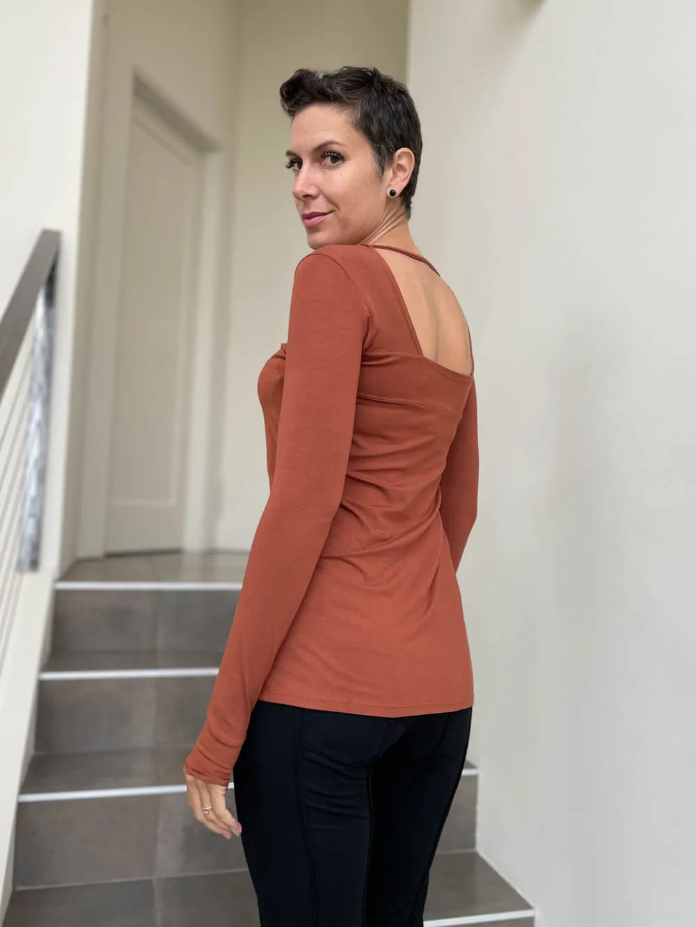 Long Sleeve Square Neck Top