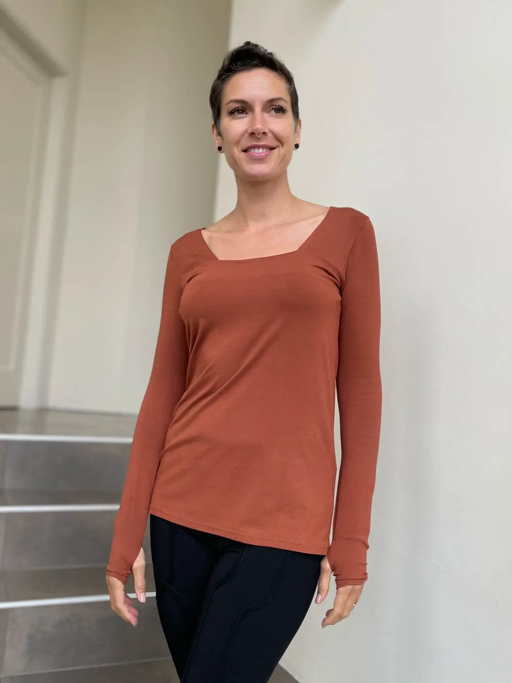 Long Sleeve Square Neck Top