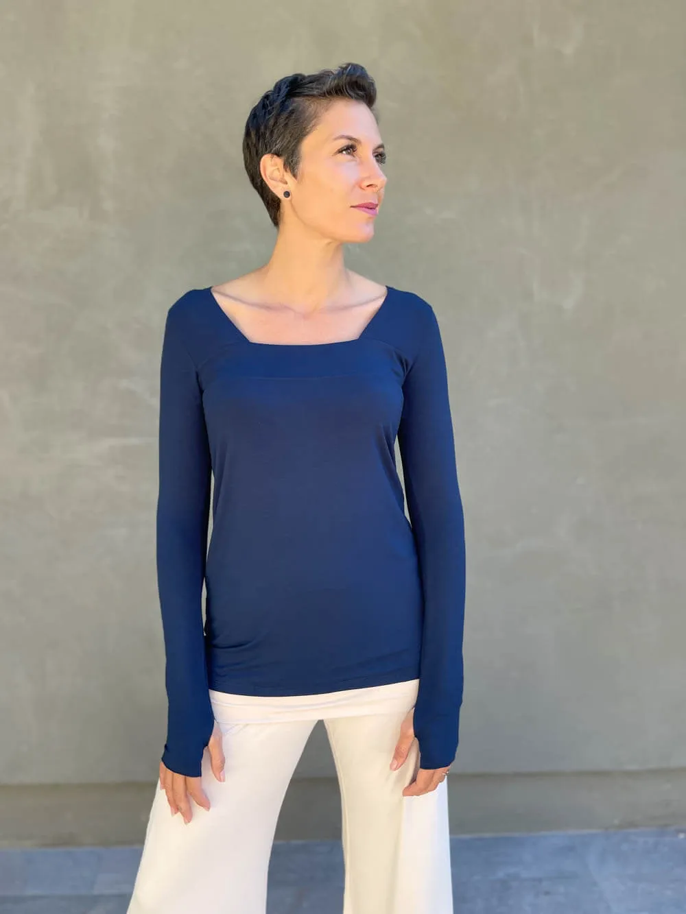 Long Sleeve Square Neck Top