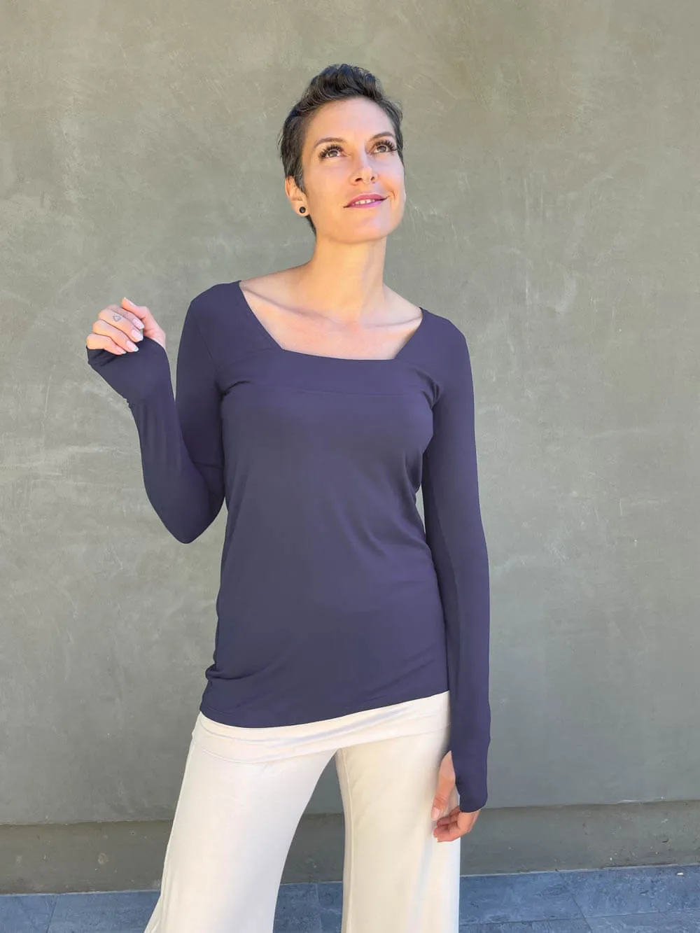 Long Sleeve Square Neck Top