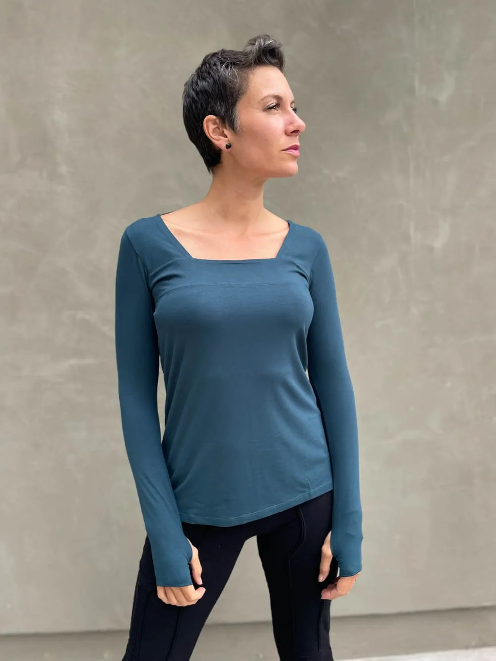 Long Sleeve Square Neck Top