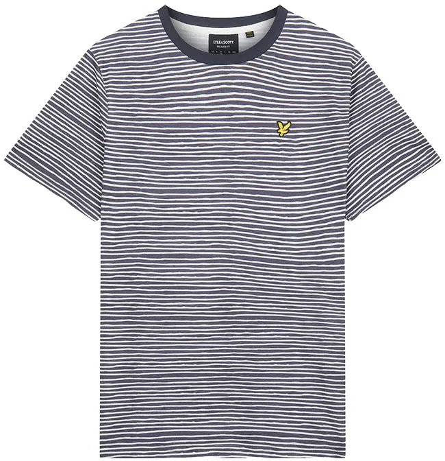 Lyle and Scott Mens Breton Stripe T Shirt Dark Navy Cove