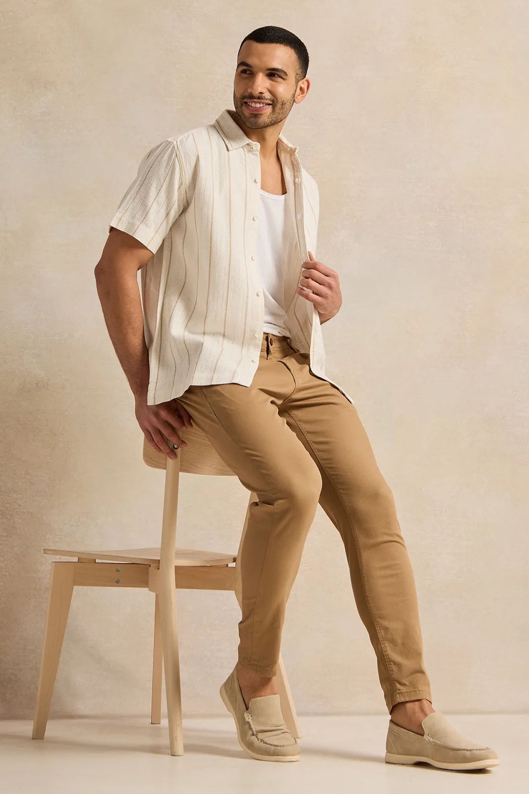 Men Beige Chino Pants