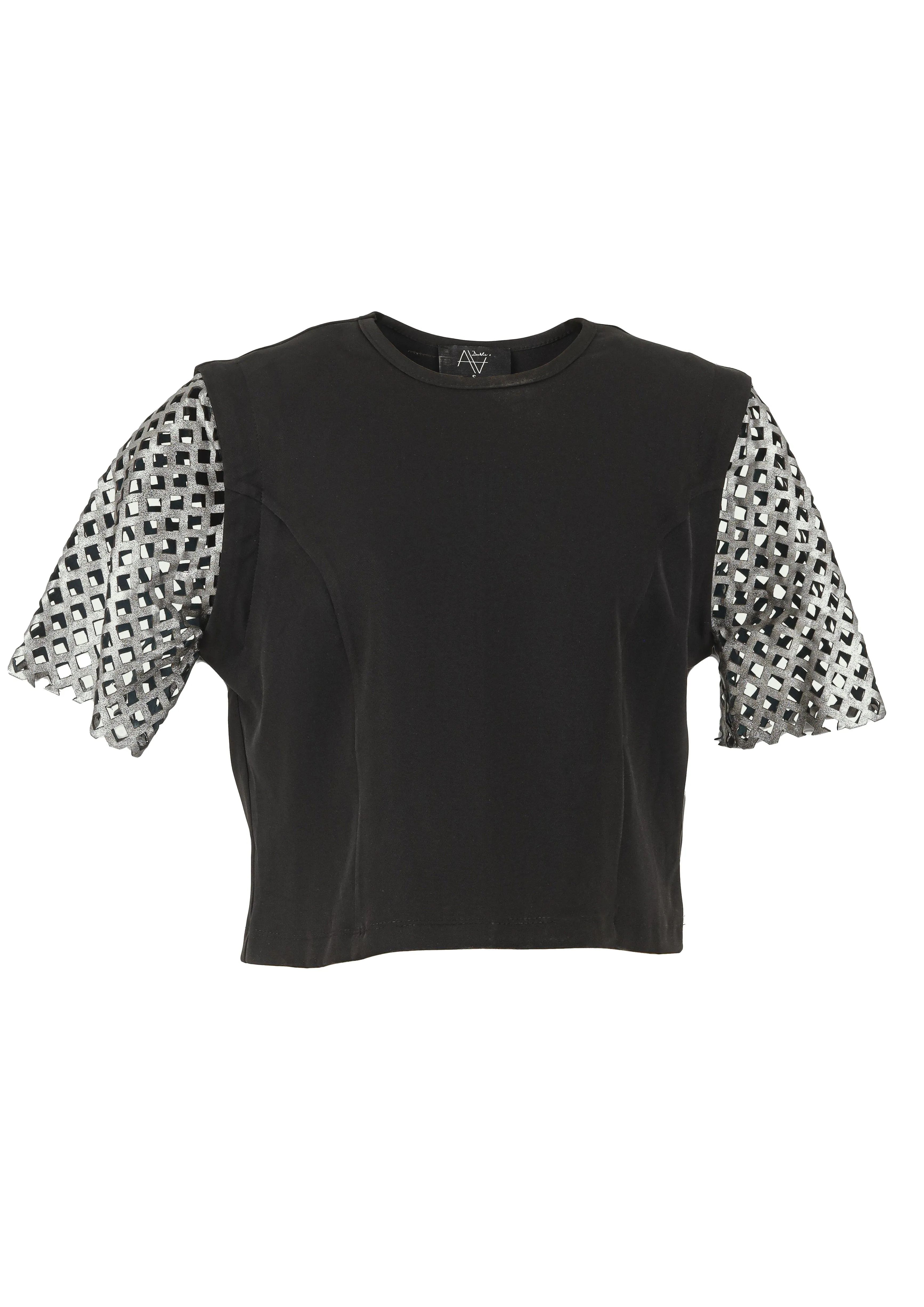 Mia Removable Leather Sleeves Cotton-Mix Top