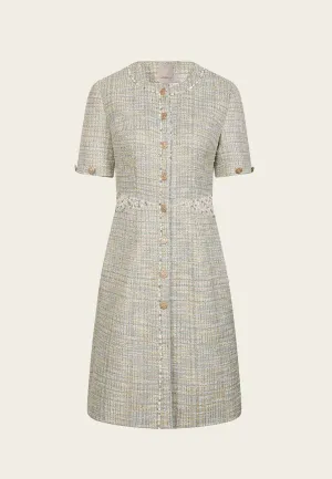 Mix Green A-line Tweed Dress