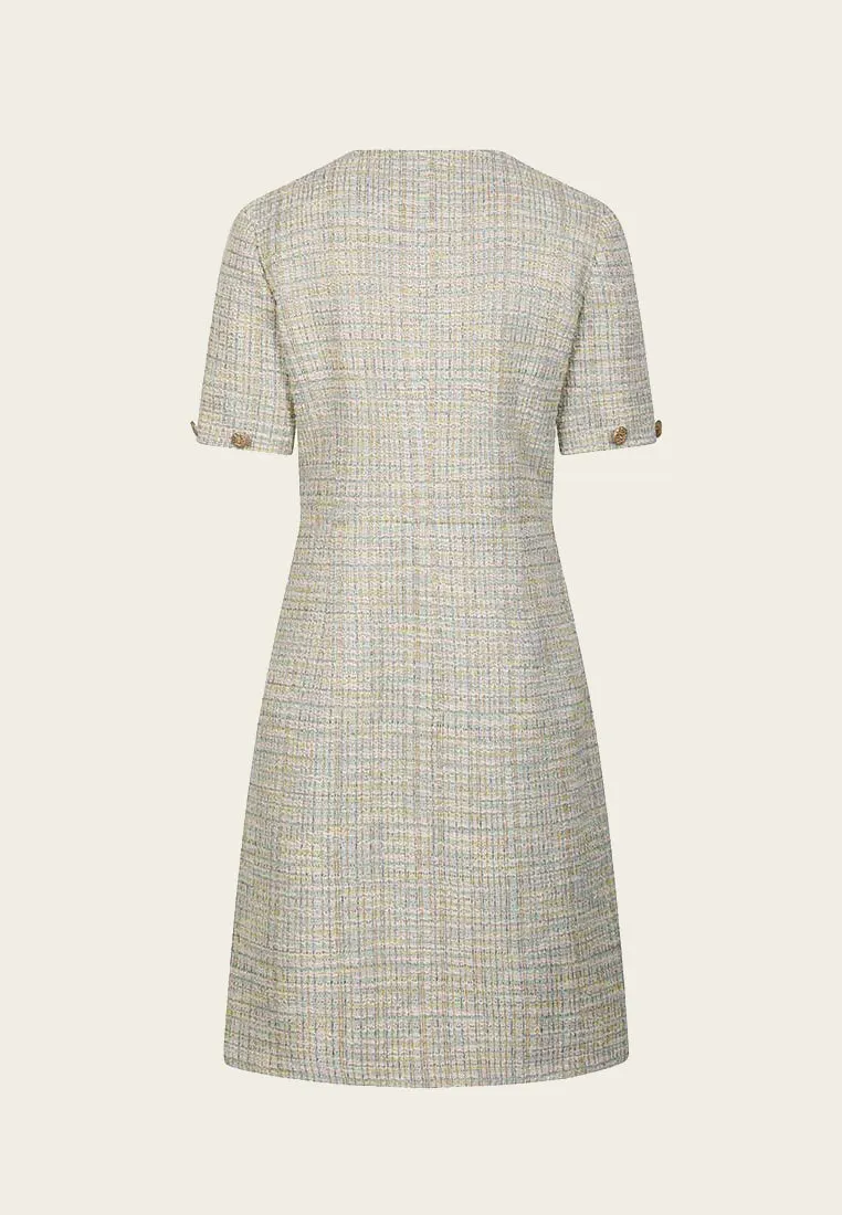 Mix Green A-line Tweed Dress