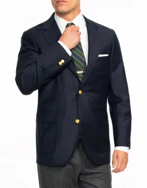 NAVY WOOL 3-BUTTON SACK DOESKIN BLAZER