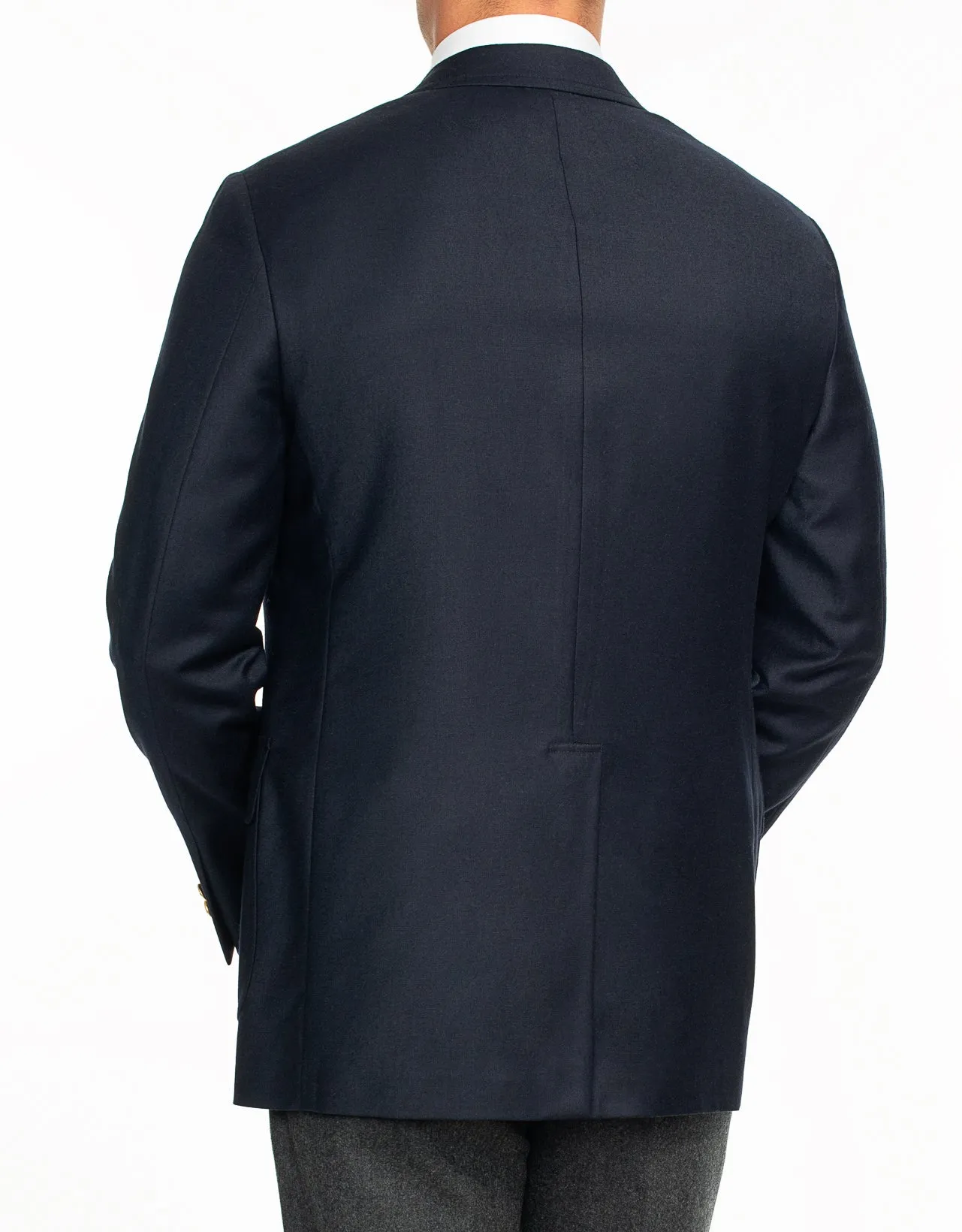 NAVY WOOL 3-BUTTON SACK DOESKIN BLAZER