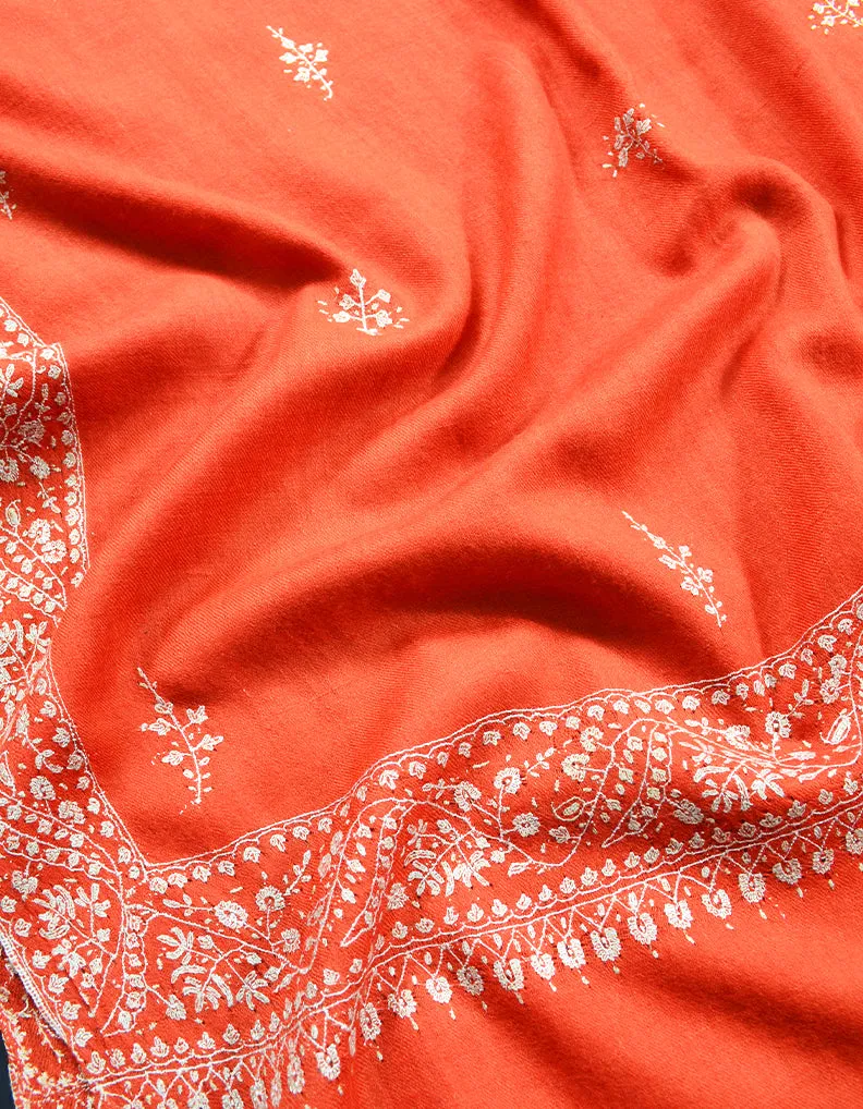 orange Embroidery Pashmina Stole 7804