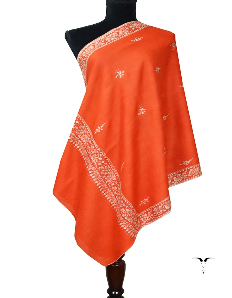 orange Embroidery Pashmina Stole 7804