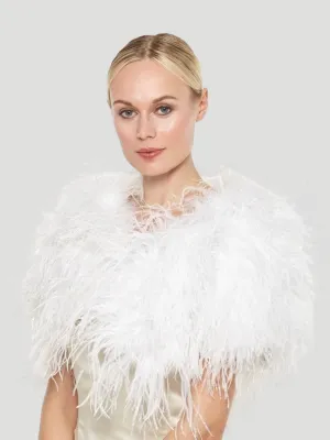 Ostrich Feather Shoulder Shrug in Ivory