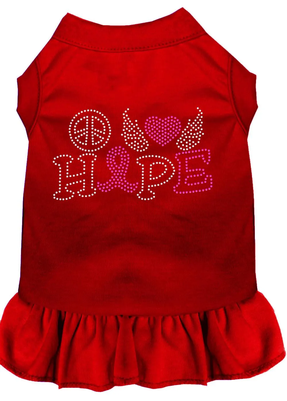 Peace Love Hope Breast Cancer Rhinestone Pet Dress Red Xxxl (20)