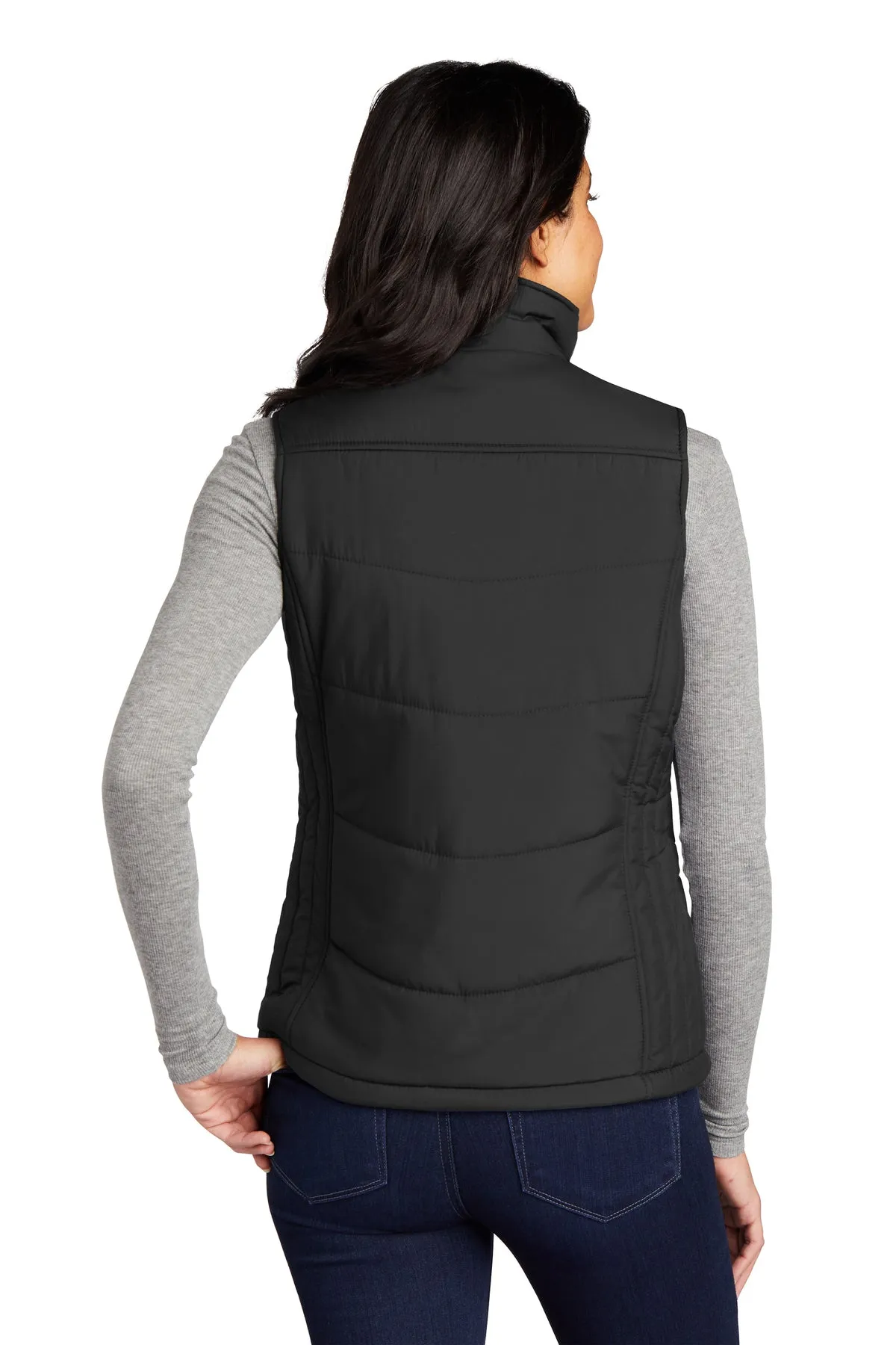 Port Authority Ladies Puffy Customized Vests, Black/Black