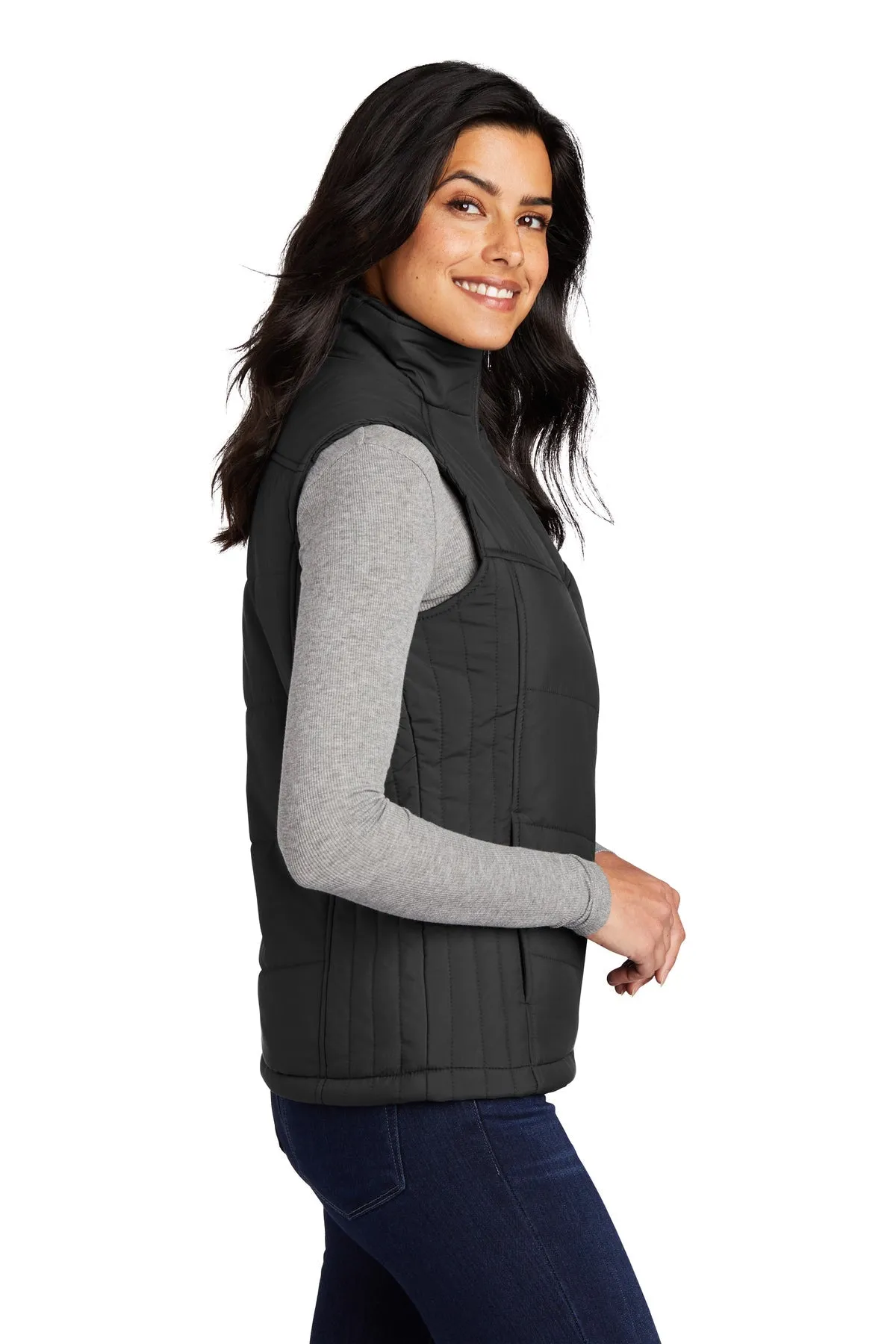 Port Authority Ladies Puffy Customized Vests, Black/Black