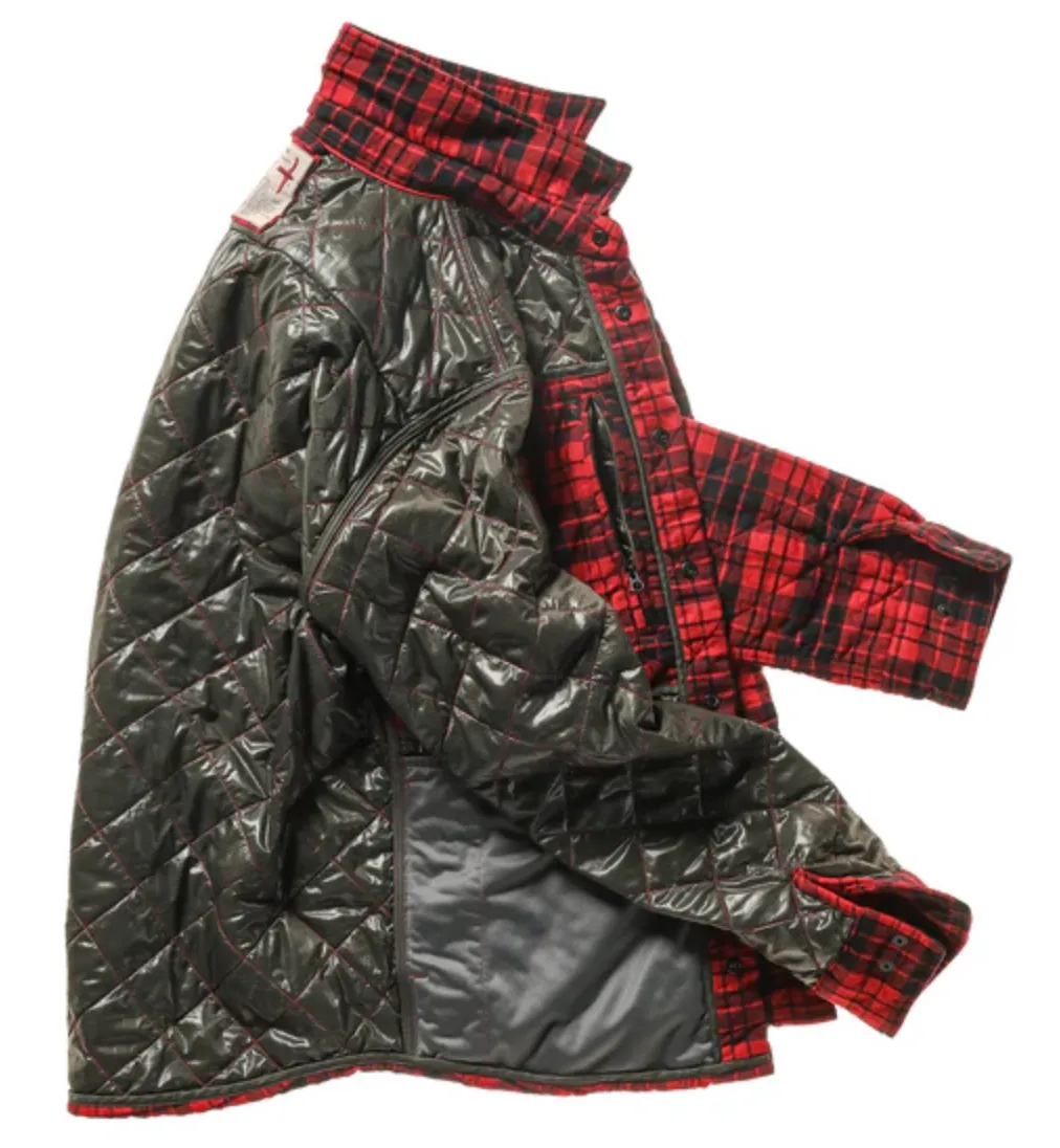 Relwen Quilted Flannel Shirt Jacket Red/Black