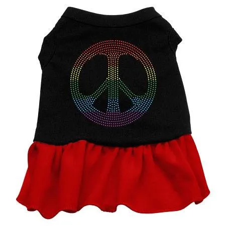 Rhinestone Rainbow Peace Dress Black with Red Lg (14)