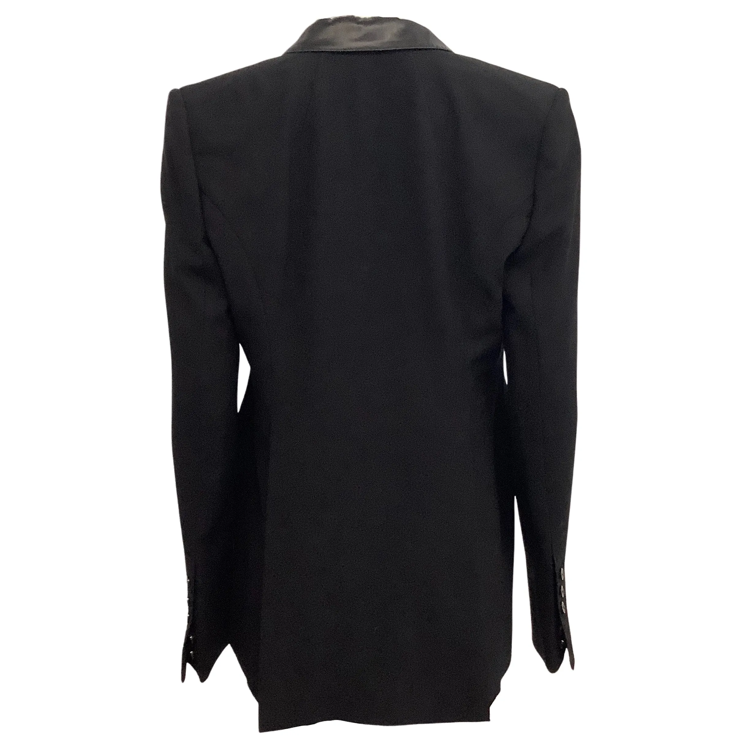 Rick Owens Black Wool One Button Blazer with Satin Lapels