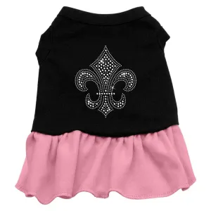 Silver Fleur de Lis Rhinestone Dress Black with Pink XL (16)