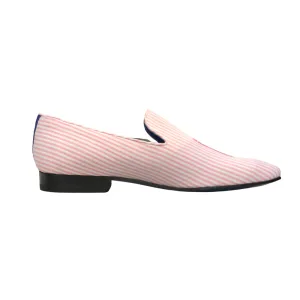 Slipper in Pink Seersucker with Pink Logo