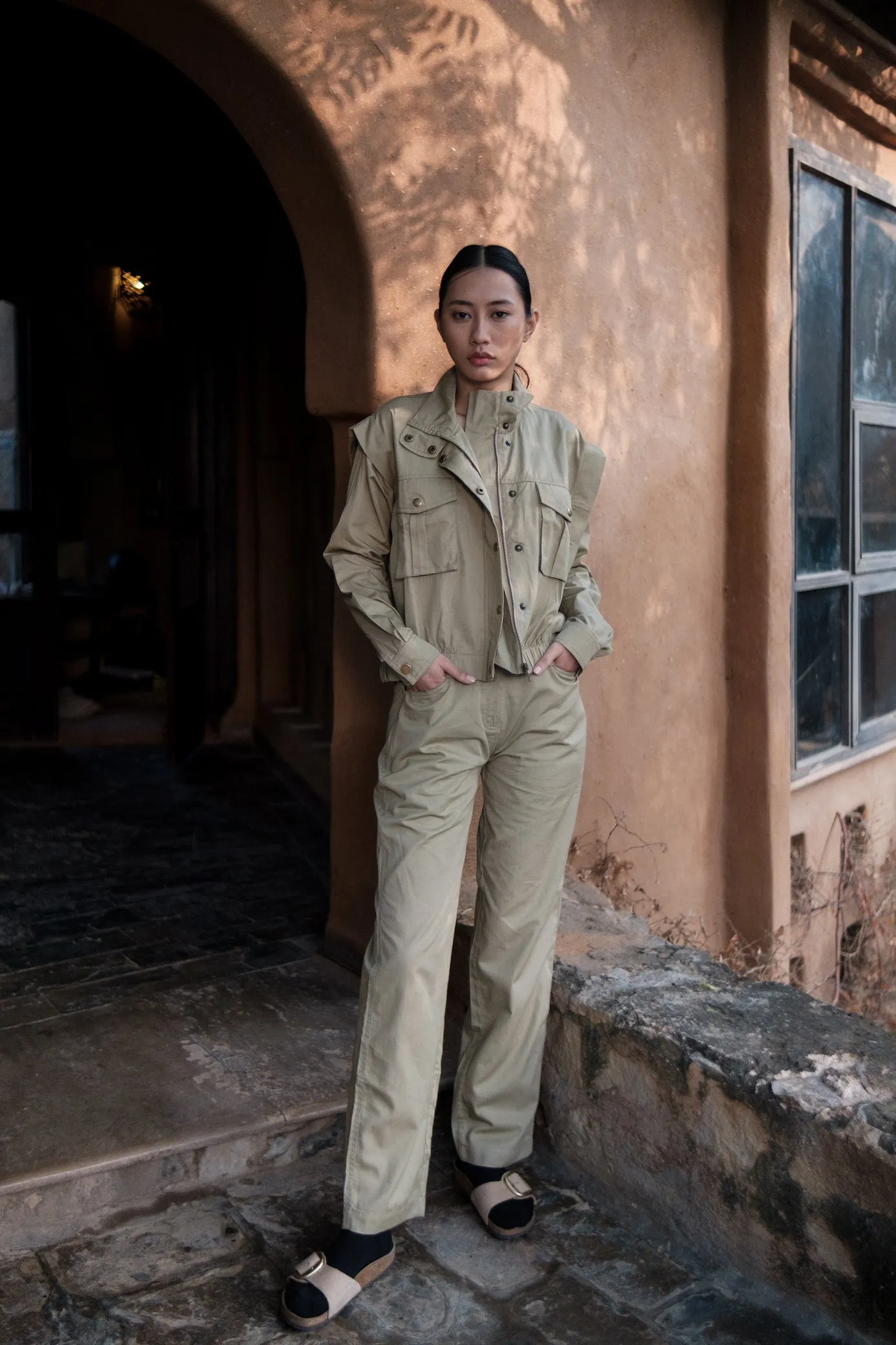 The Terra Tribe Khaki Sheldon Cropped Jacket