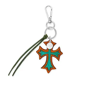 Turquoise Elegance Cross Key Fob