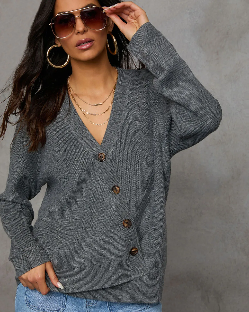 Under Wraps Asymmetric Button Cardigan