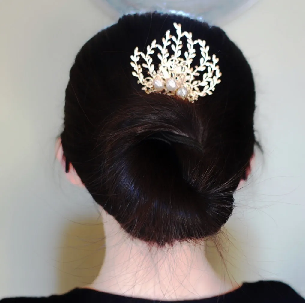 Vine Hair Comb Gold with Baroque Pearls